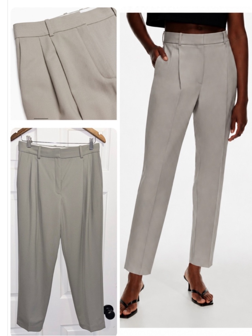 Aritzia Babaton Vogue Pants City Wool Pewter Grey Relaxed Pleated Trouser Size 6